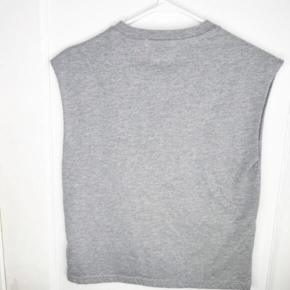 Zara HARVARD Spellout College University Muscle Tank Gray Size 8 Cut Off Style - Picture 6 of 8